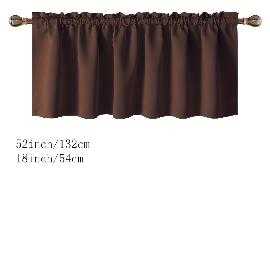Blackout Insulated Rod Pocket Window Valance for Kitchen Black