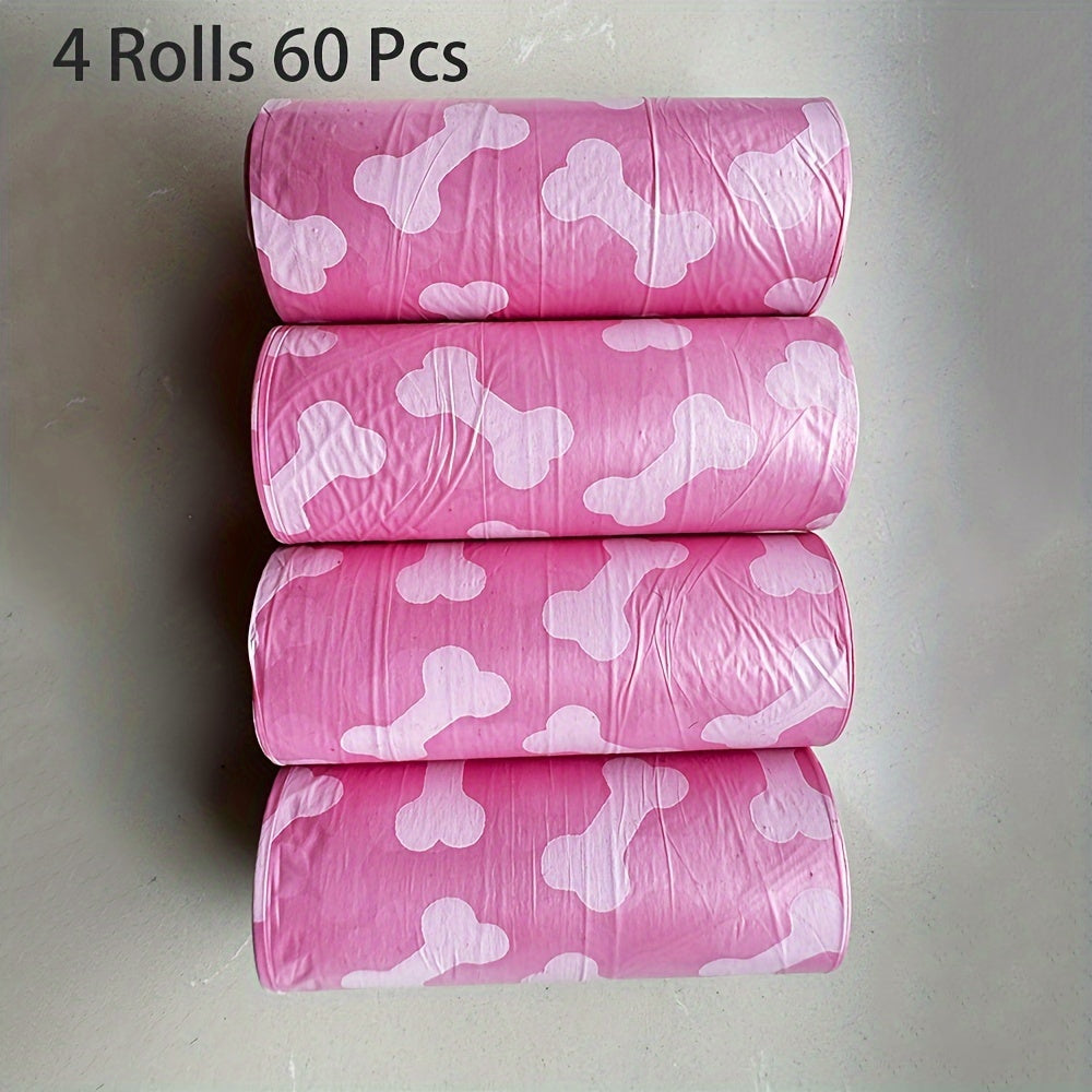 60-Pack Dog Waste Bags Leak-Proof Bone Print Easy-Tear Polyethylene Outdoor Cleanup