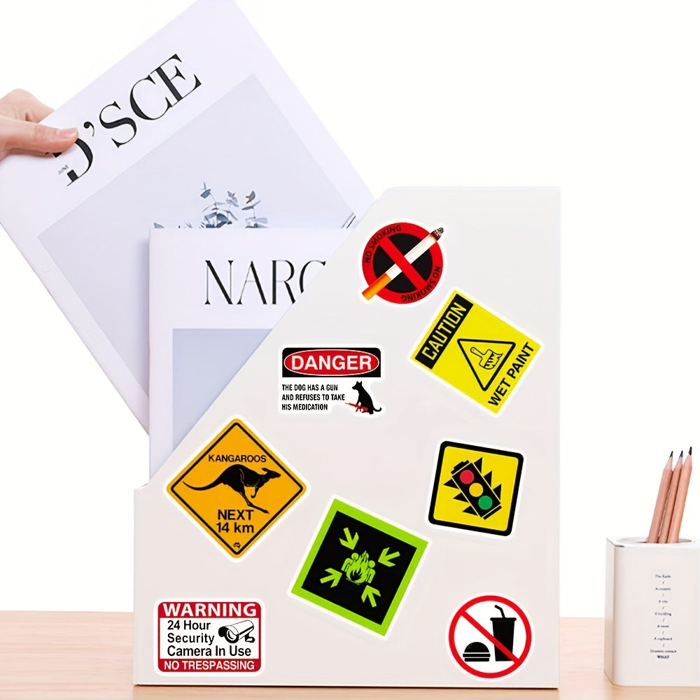 50pcs Warning Signs Cartoon Graffiti Stickers Car Decoration Road Signs