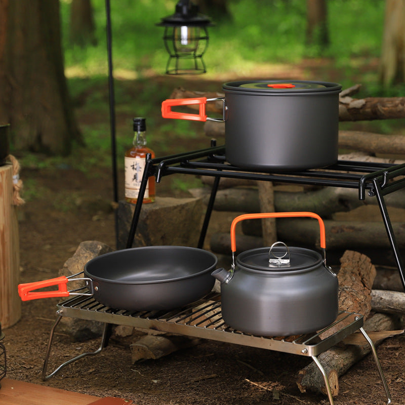 Lightweight Aluminum Camping Cookware Set Non-Stick Frying Pan Pot Kettle for Outdoors