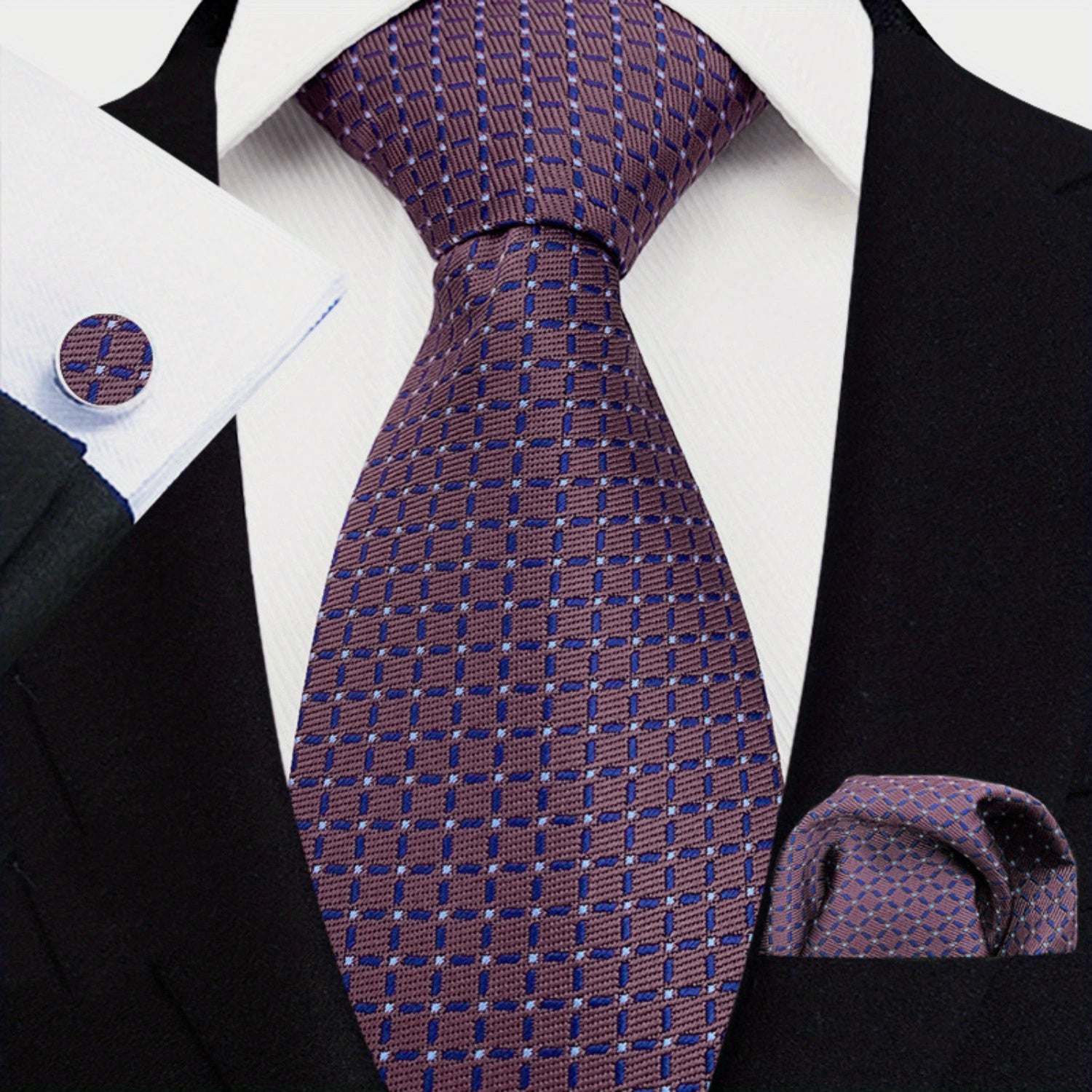 Men's Paisley Floral Necktie Set with Handkerchief and Clip for Formal Occasions