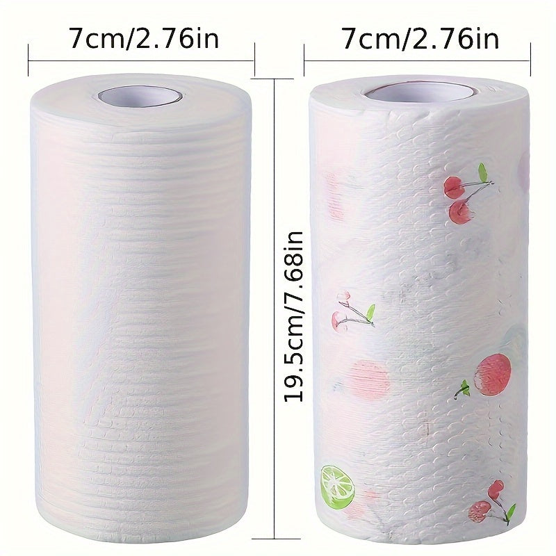 50 Cartoon Style Disposable Cleaning Cloths on a Roll for Kitchen Wet and Dry Use