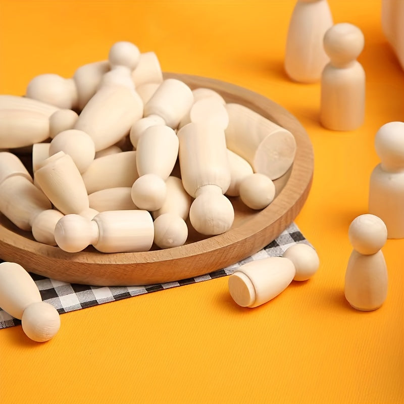 36 Wooden Man Charms for DIY Crafts and Decorations