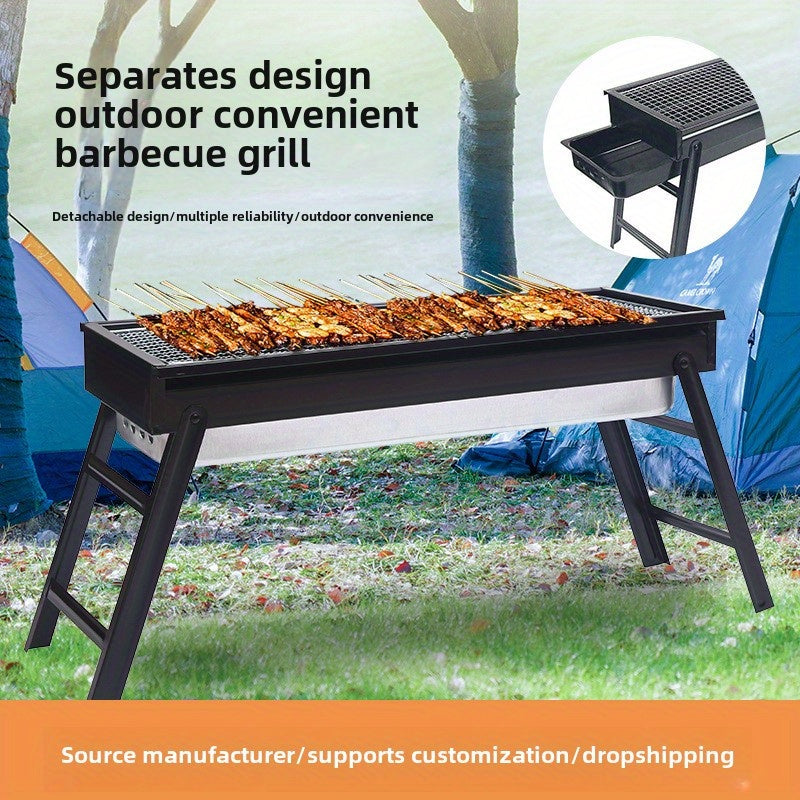 Parrilla portátil de carbón plegable para barbacoa, diseño duradero para camping al aire libre con parrilla superior desmontable, patas fáciles de transportar y almacenar, perfecta para picnics, tailgating y asados al aire libre