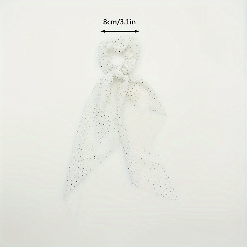 Set of 4 Floral Ribbon Hair Ties, Scrunchies, Chiffon Ponytail Holders for Women