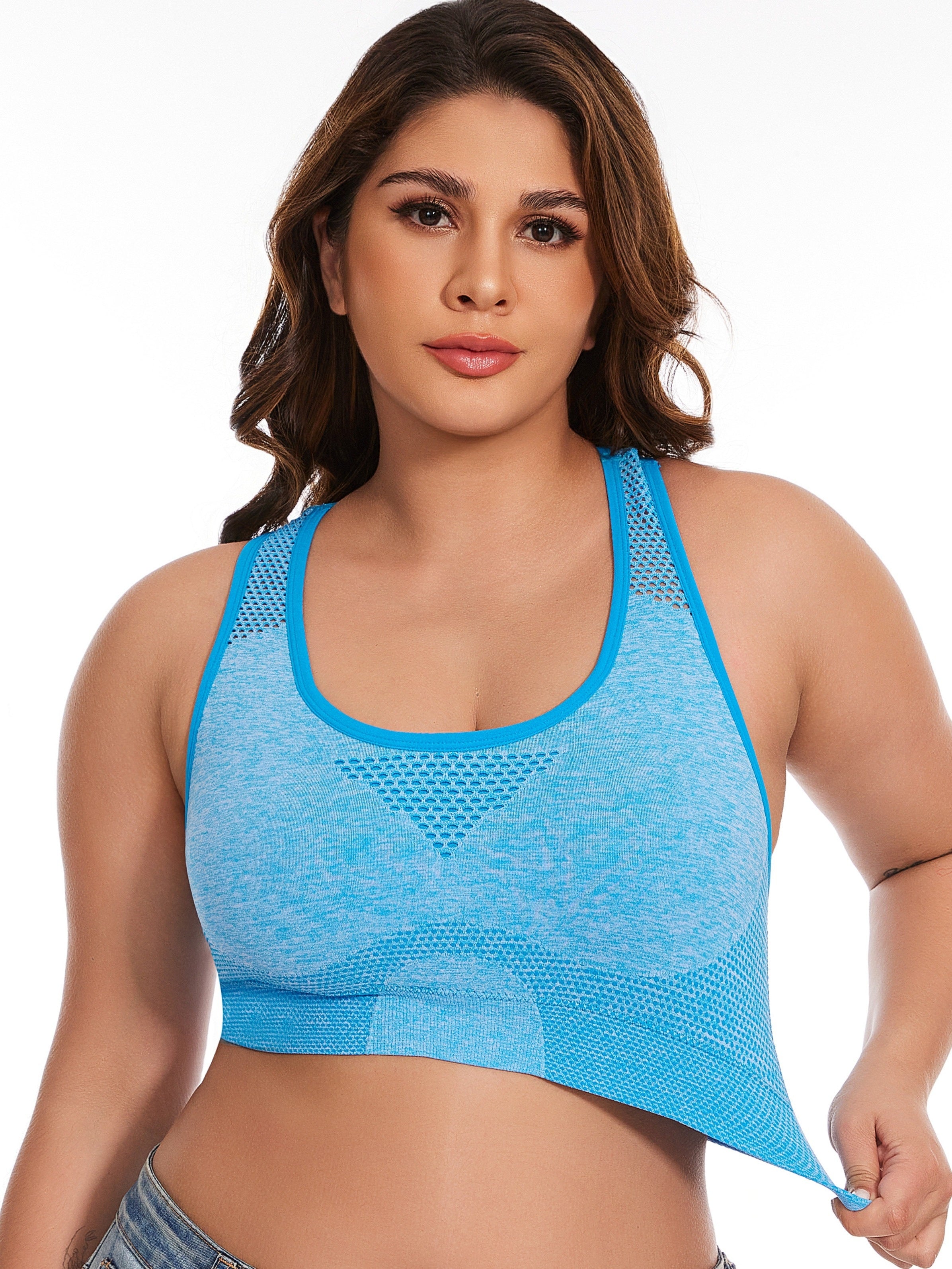 Plus Size Women's Mesh Sports Bra Lightweight Summer Yoga Gym Activewear