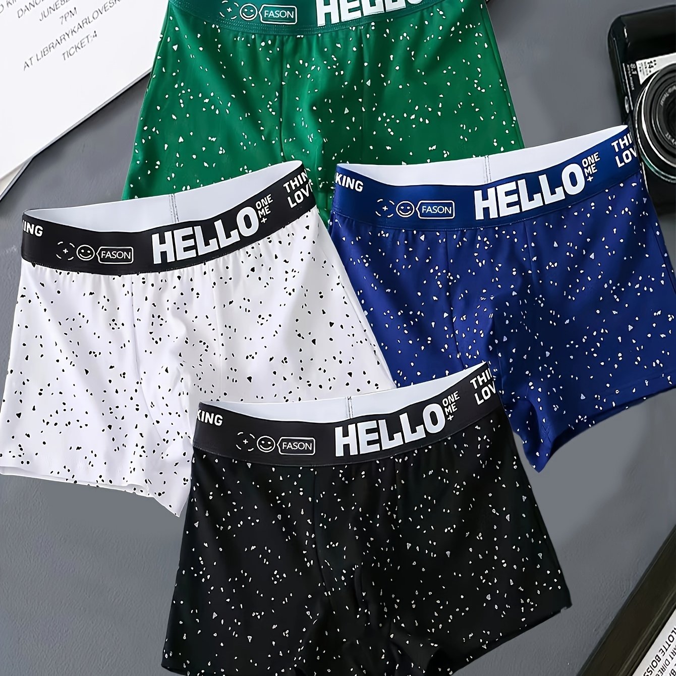 Men's Boxer Briefs with Soft Sweat-Wicking Fabric and Star Print Design