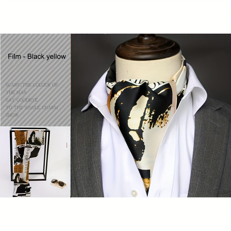 Men's Vintage Twill Scarf with Printed Double Layer for Business and Casual Wear
