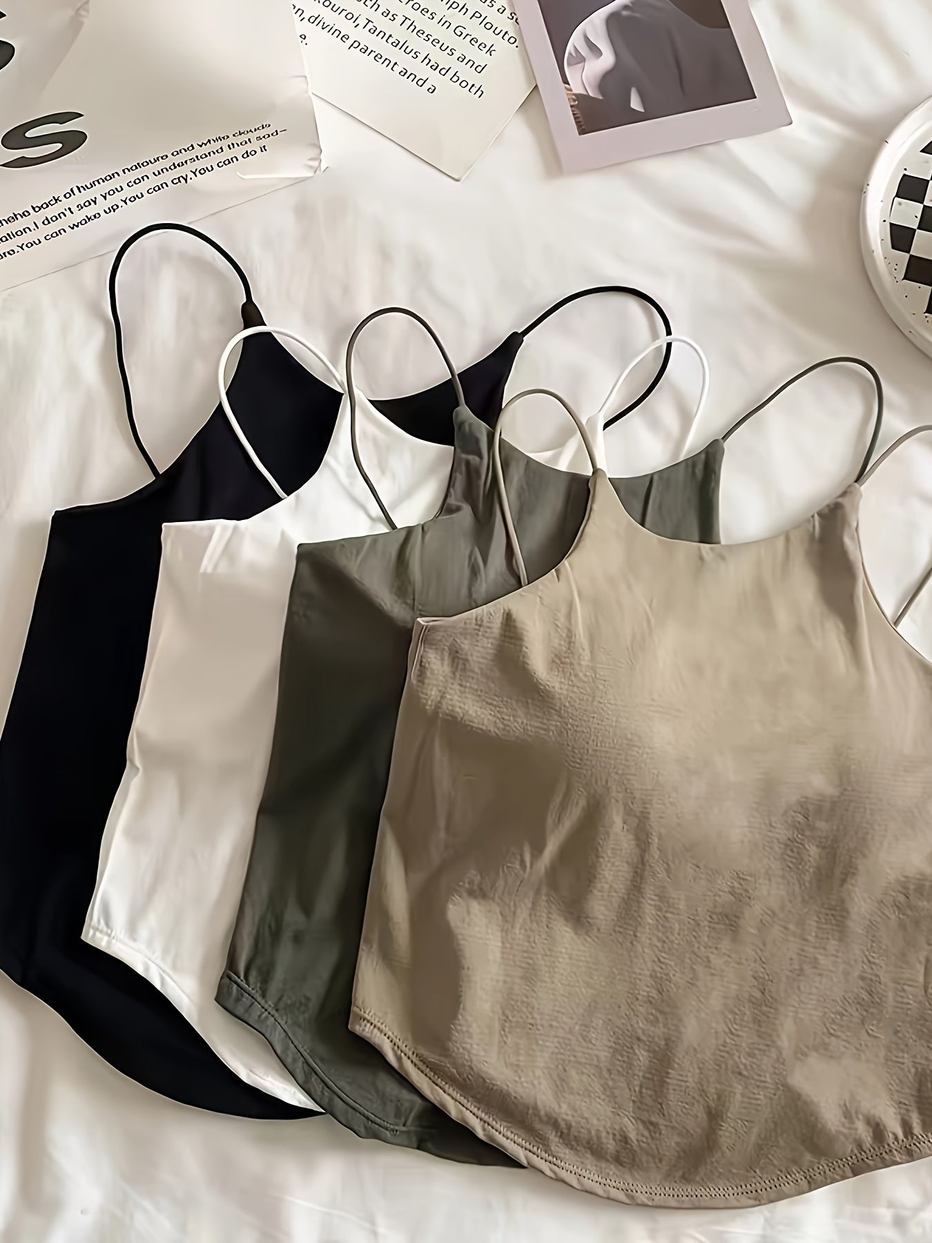 Women's Cami Tops with Built-In Bra Breathable Lightweight All-Season Support