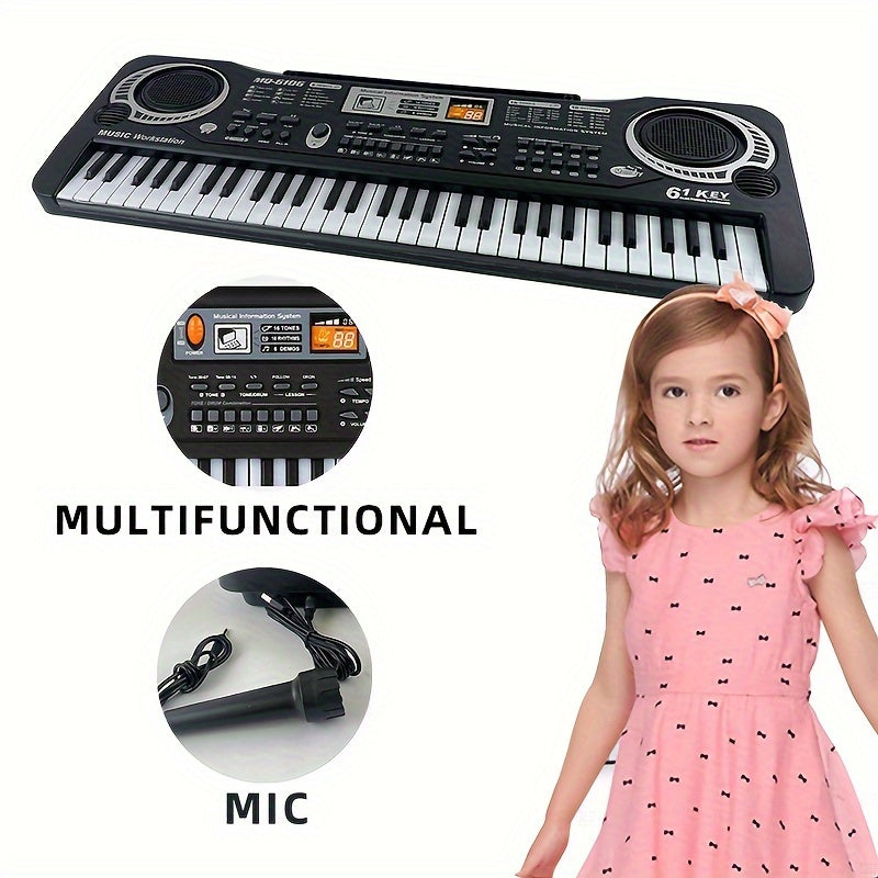 61-Key Digital Piano Keyboard for Beginners and Enthusiasts Multicolor Plastic