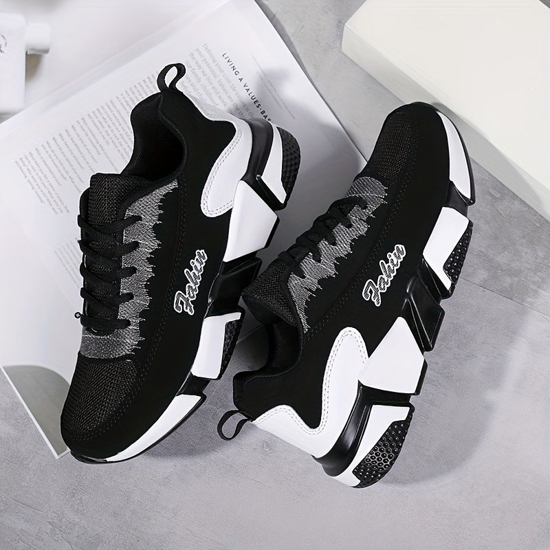 Women's Colorblock Mesh Sports Shoes Low Top Running Sneakers Breathable Casual Lace-Up