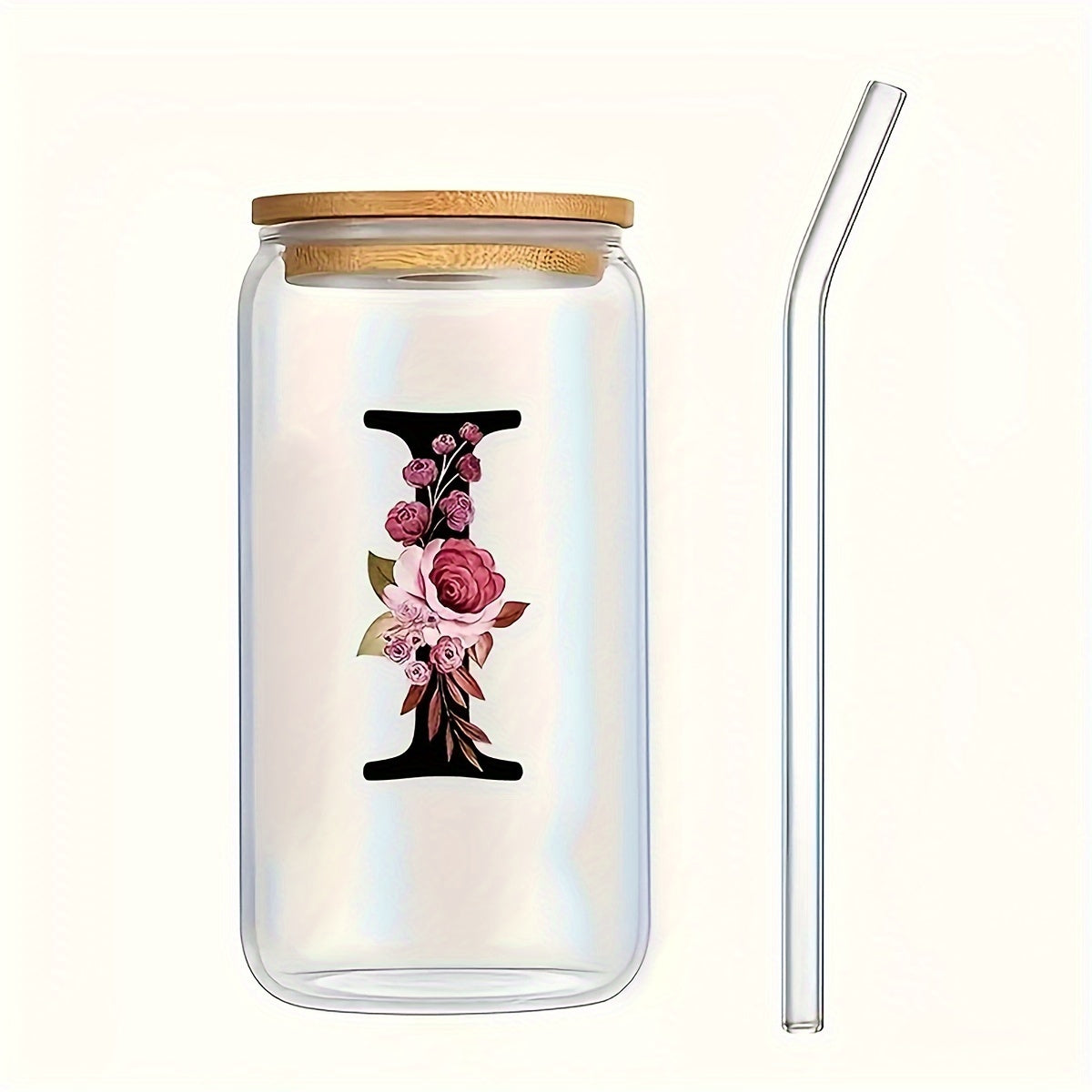 16oz Frosted Glass Cup with Bamboo Lid for Outdoor Camping