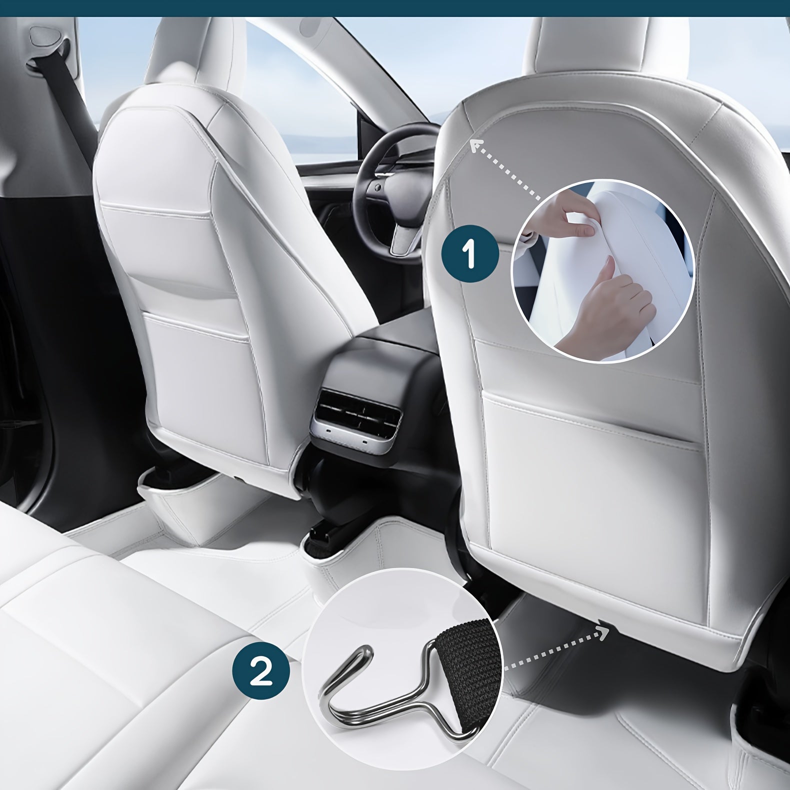 Universal Faux Leather Seat Back Protector Set for SUV Car Backseat Mats