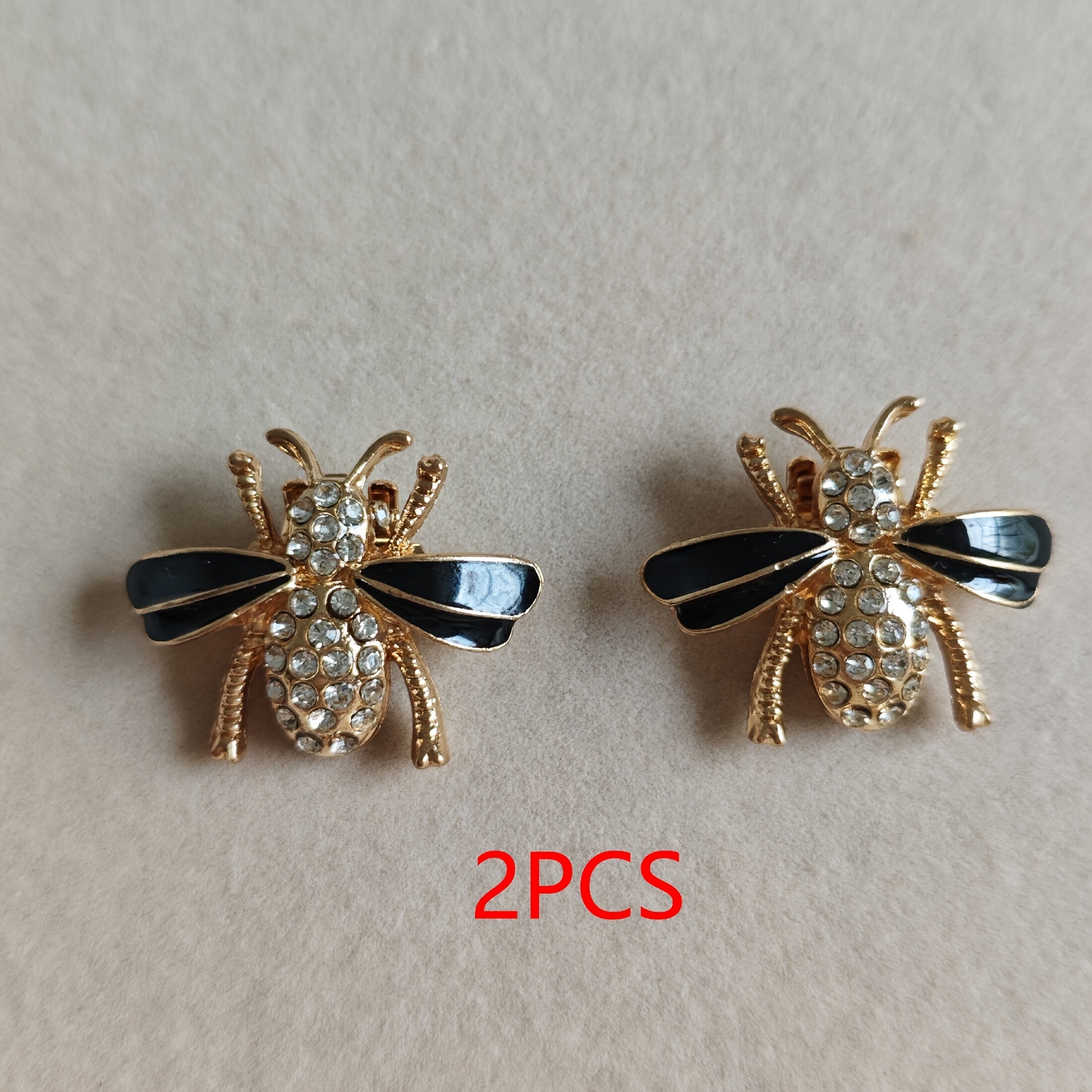 Women DIY Shoe Decoration Set Zinc Alloy Rhinestone Insect Pattern 2pcs