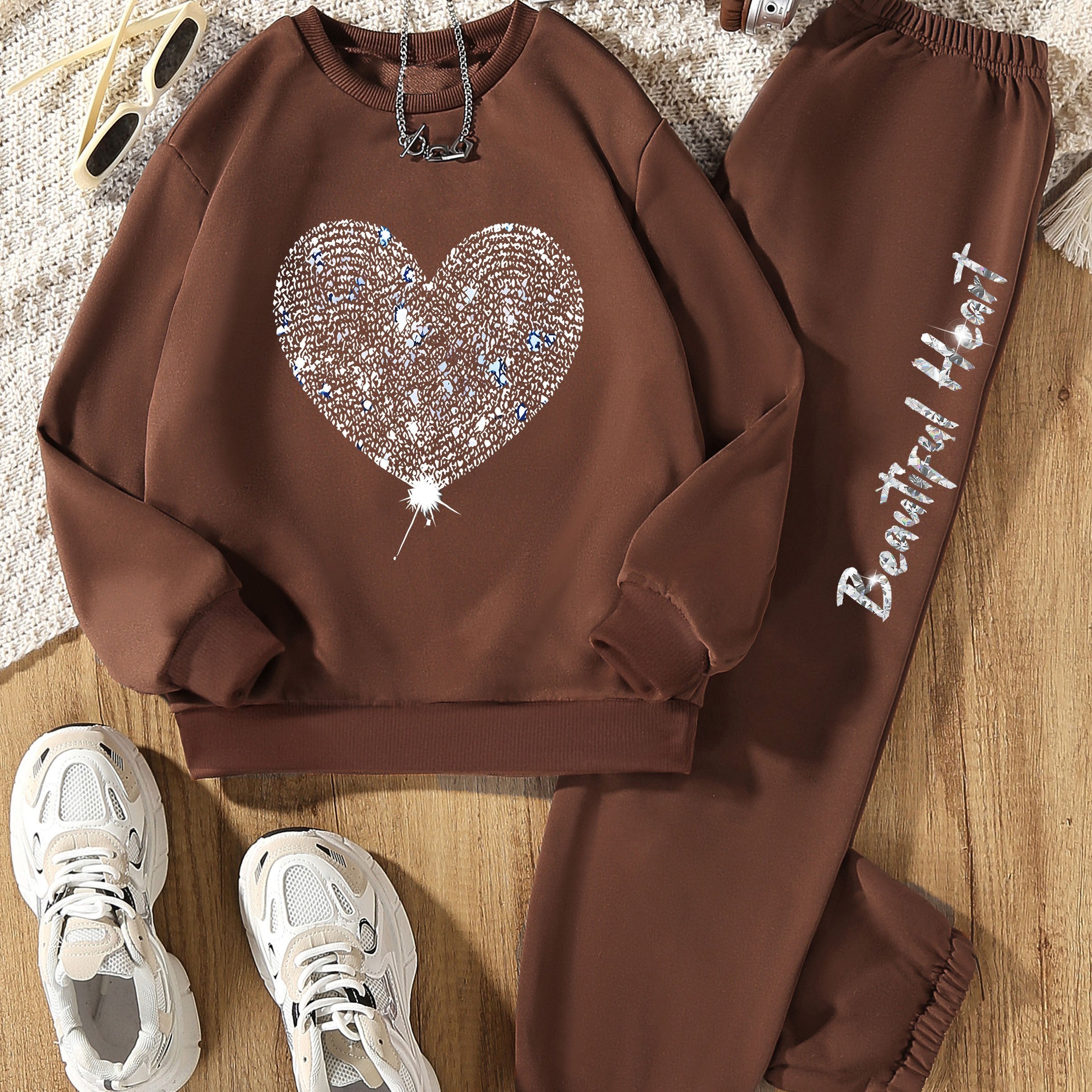 Children's Long Sleeve Two-Piece Suit for Outdoor Play Polyester Geometric Pattern