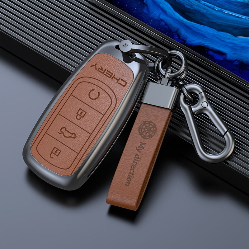 Stylish Car Key Case For SUV Remote Keychain Durable Leather Black