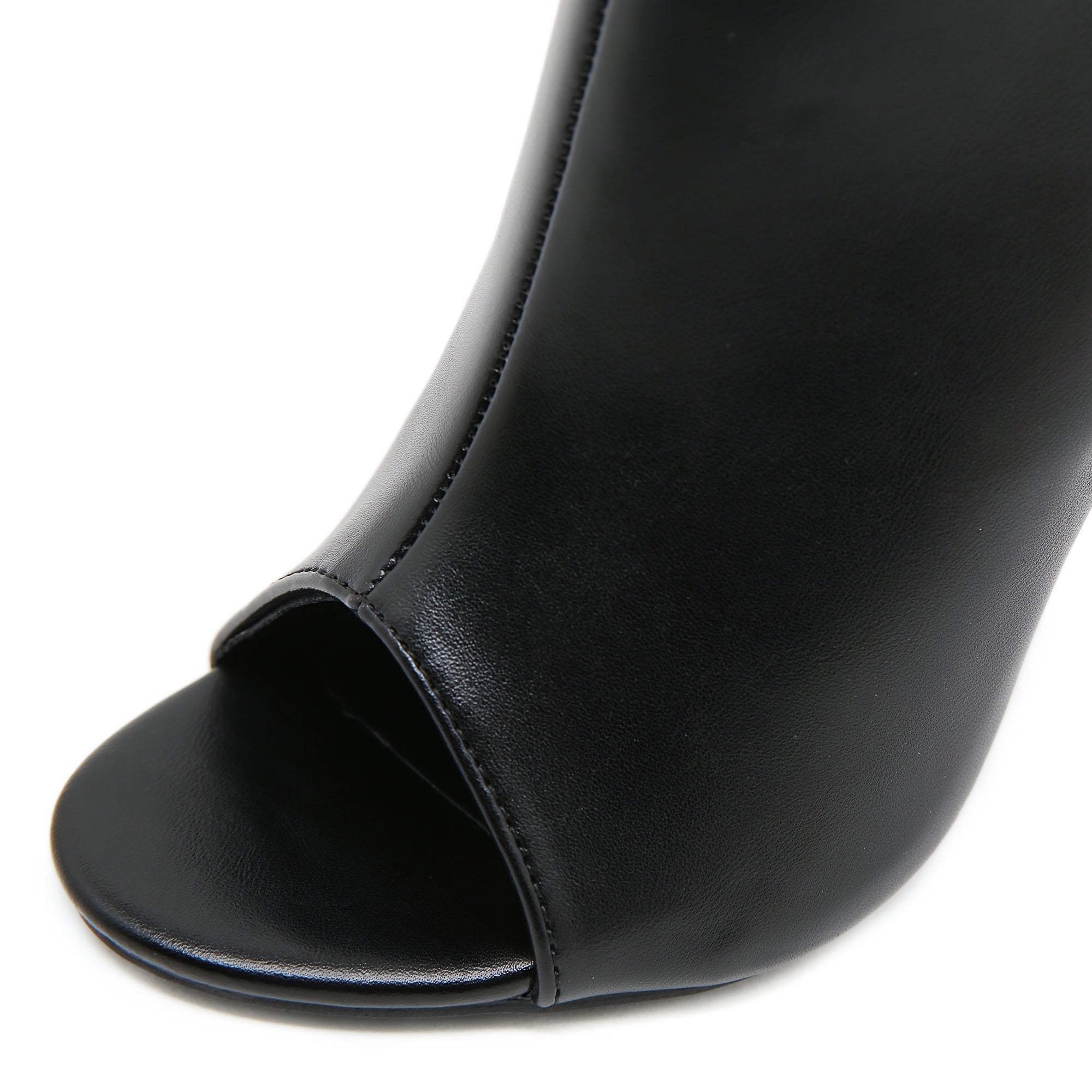 Women's Synthetic Black Stiletto Boots with Slip-On Platform Heels