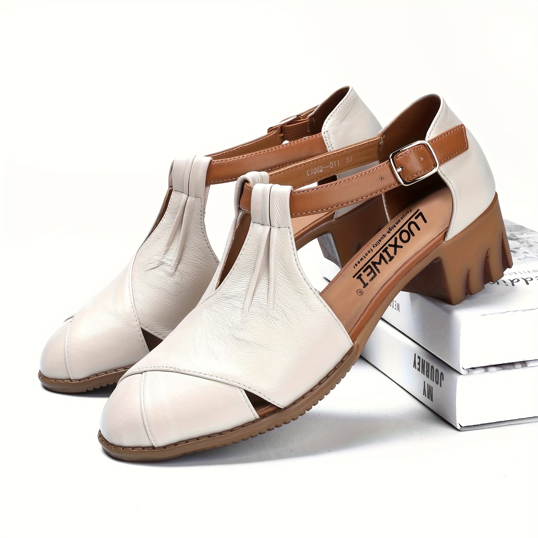 Women's Roman Sandals Cushioned PU Insole Non-Slip Rubber Sole Beige Summer