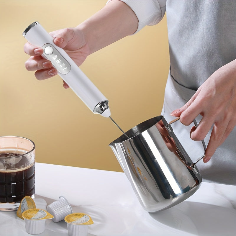 Portable USB Rechargeable Milk Frother Coffee Maker with Whisk and Measuring Cup