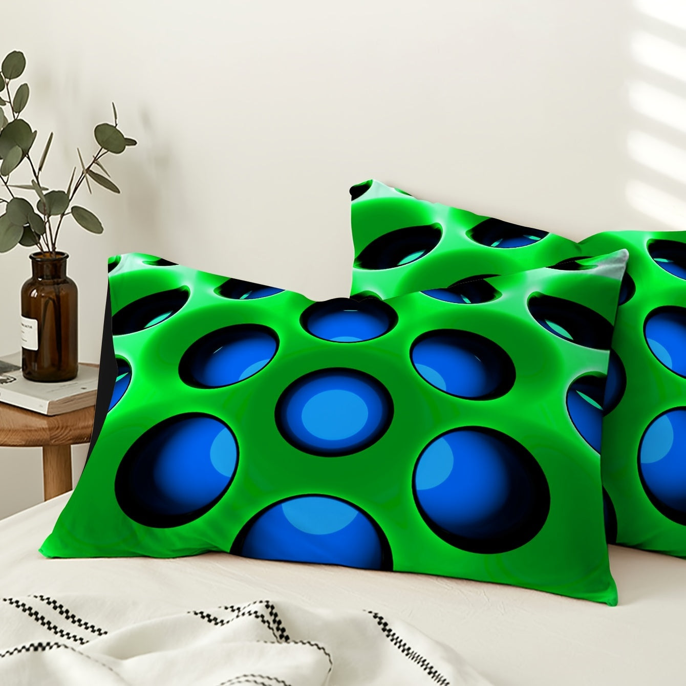 2 piezas de fundas de almohada circulares con estampado cepillado de poliéster, fundas decorativas para cojines