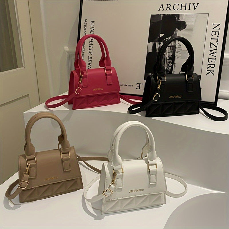 Women's Quilted Crossbody Bag with Adjustable Strap Magnetic Closure and Diamond Stitching