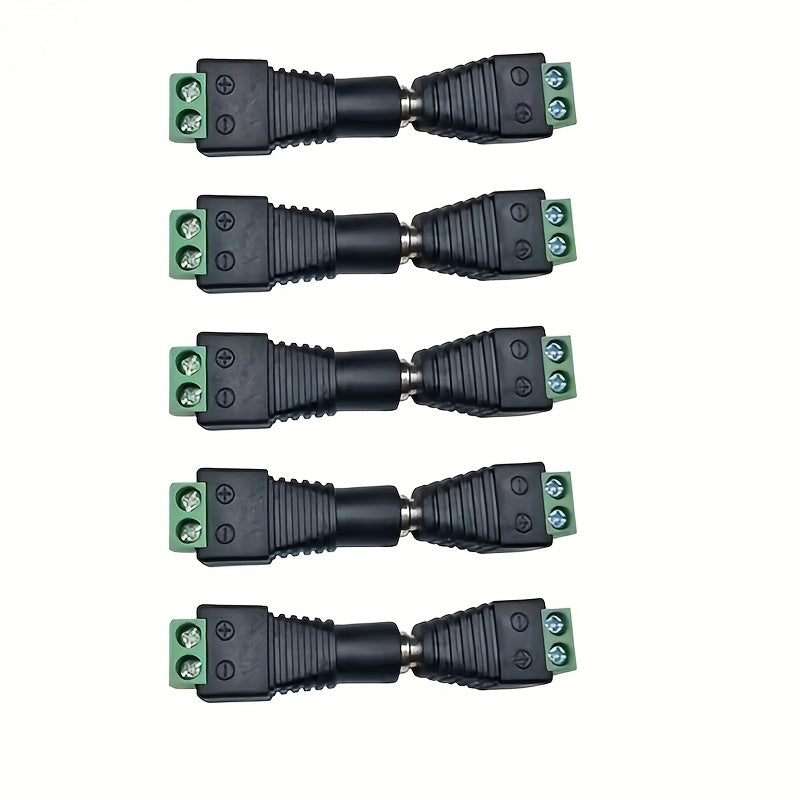 5 Pieces Male Female DC Power Connector Plug Adapter 5.5mm x 2.1mm for LED and CCTV
