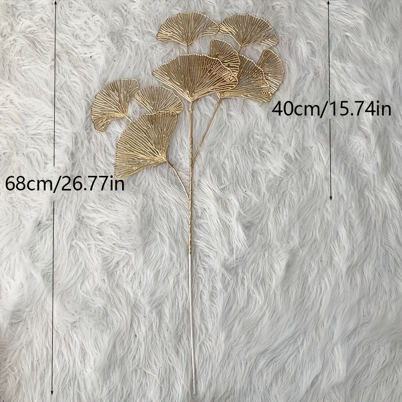 Golden Ginkgo and Apricot Leaf Artificial Flower Stems for Home Decor Weddings Christmas