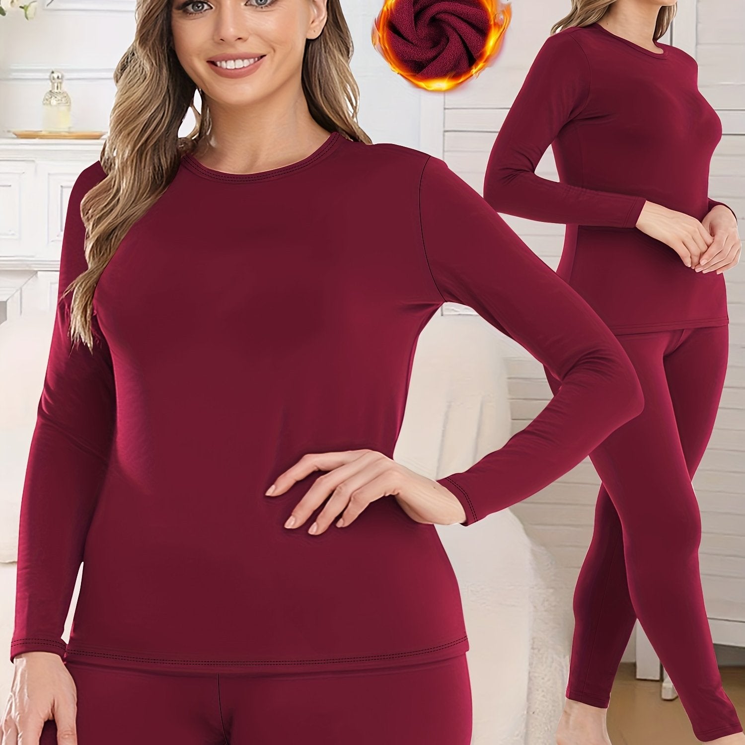 Plus Size Women's Thermal Sportswear Set with Plush Lining