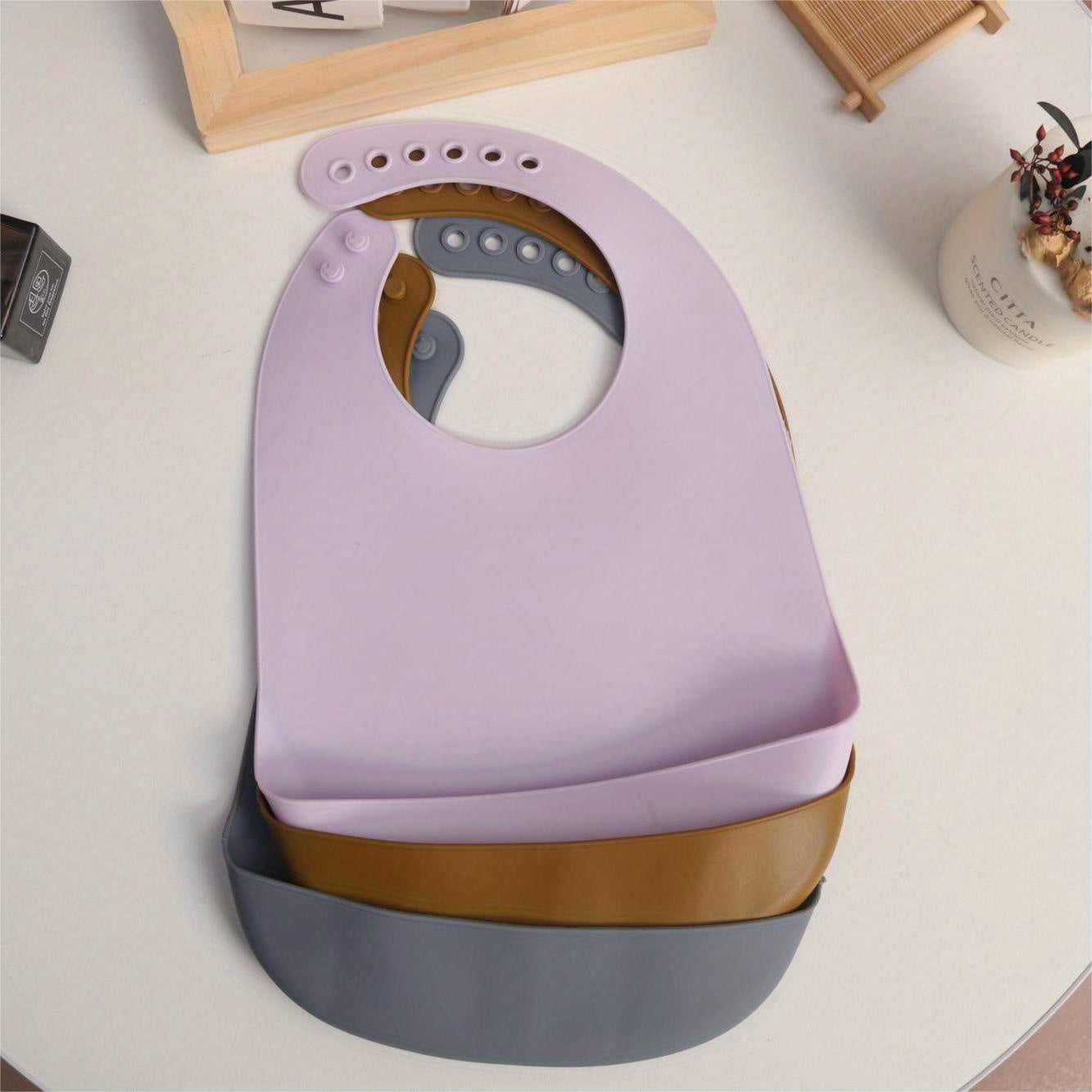 Set of 3 Unisex Food Grade Silicone Baby Bibs for Feeding