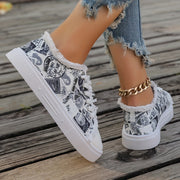 Women's Color-Block Letter Print Low-Top Sneakers Fabric Upper Durable Sole