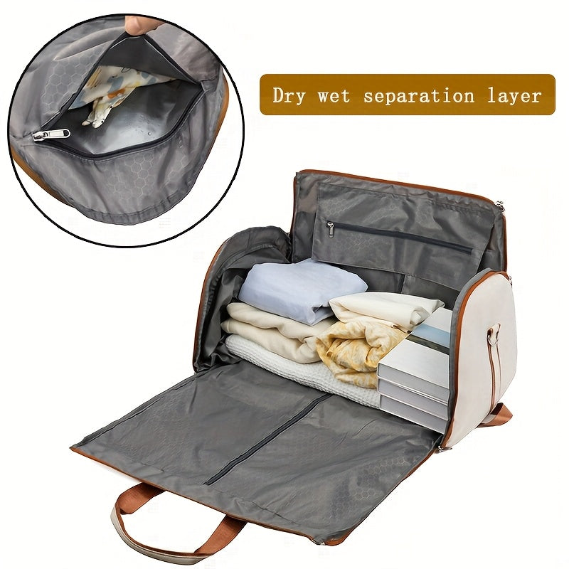 Large Nylon Travel Suit Bag with Wet-Dry Separation Trolley Sleeve and Dual Shoulder Straps