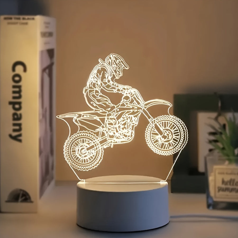 Sports Themed LED Night Light for Motocross Enthusiasts with USB Power