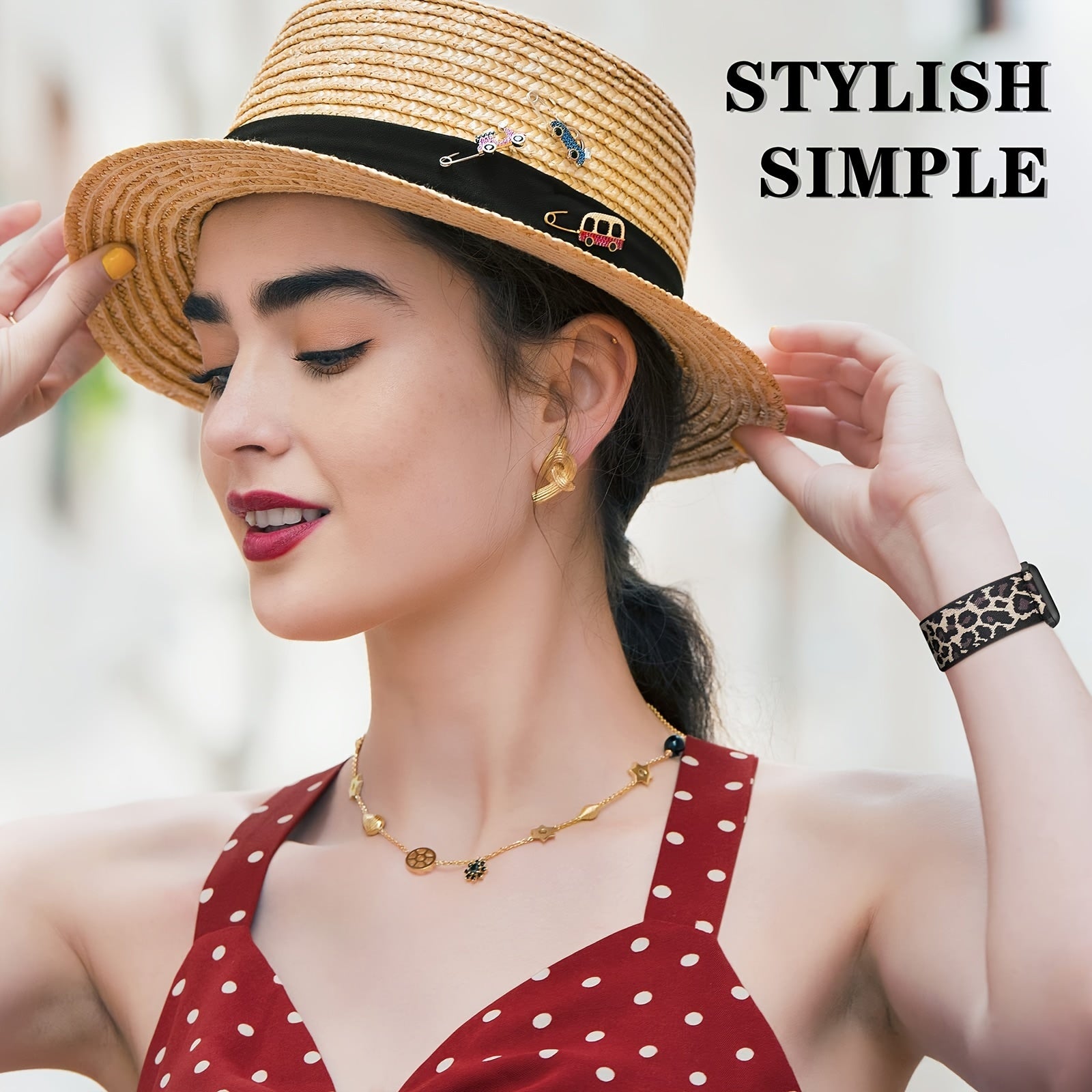 Nylon Braided Leopard Print Watch Band for Apple Watch Adjustable Size No Battery