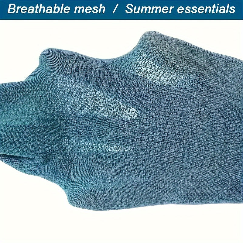 Unisex Alphabet Pattern Athletic Ankle Socks 5 Pairs Breathable Mesh Polyester