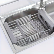 Adjustable Stainless Steel Kitchen Sink Rack with Retractable Dish Drainer Large Small