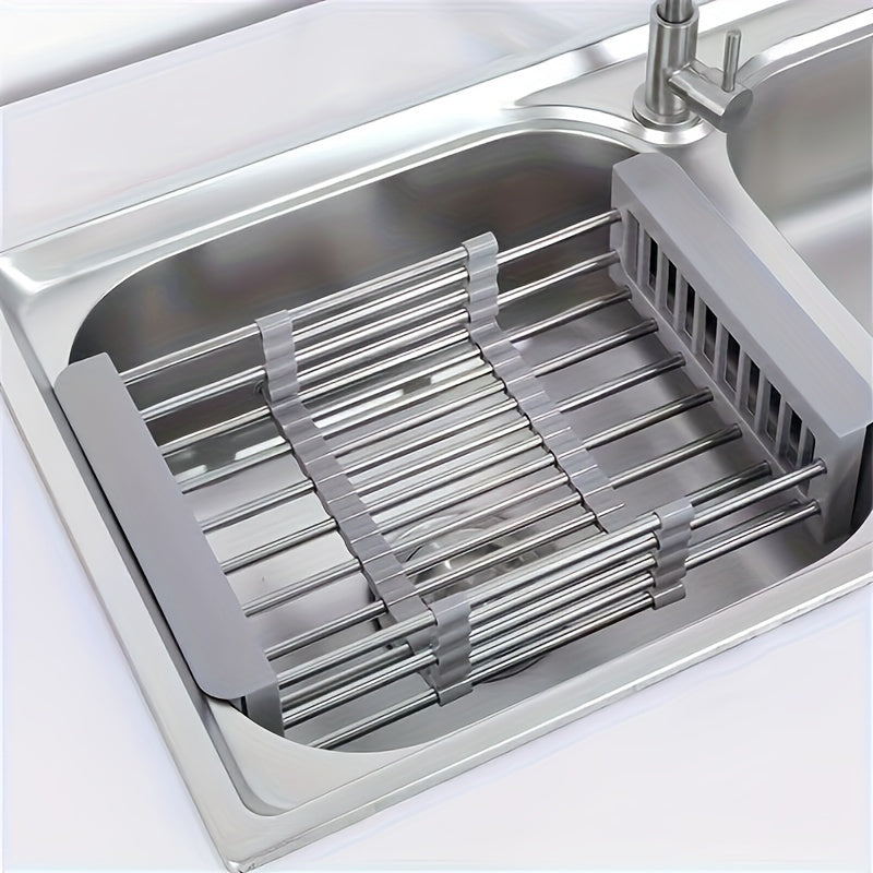 Adjustable Stainless Steel Kitchen Sink Rack with Retractable Dish Drainer Large Small