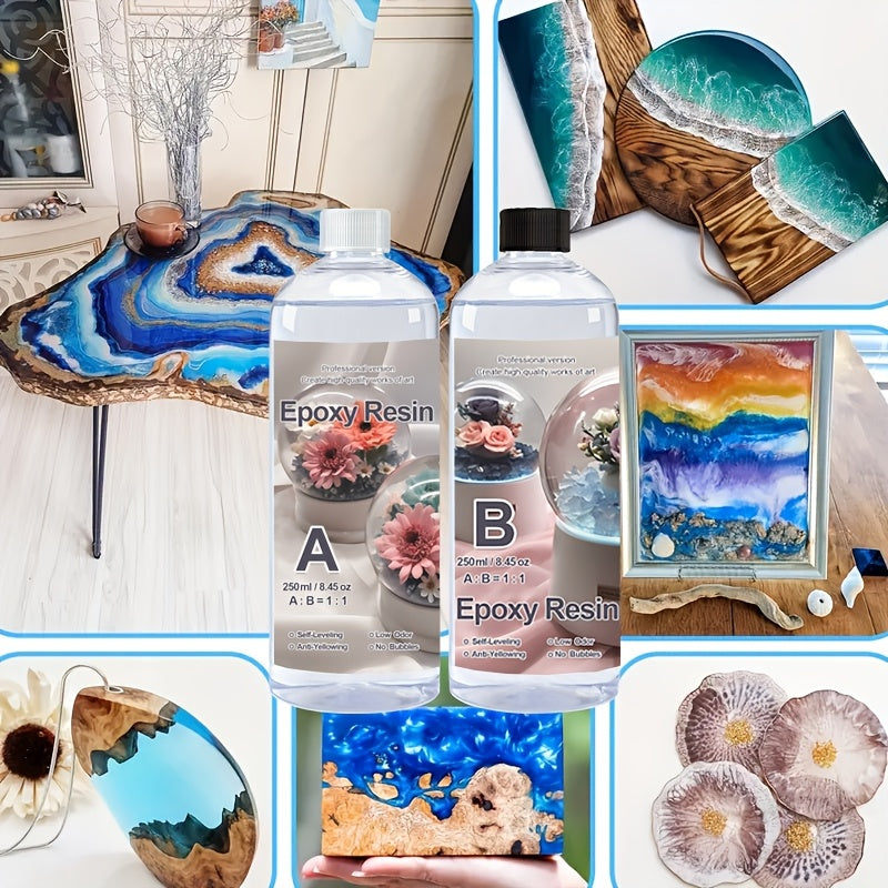 Kit de resina epoxi transparente de 16 oz para manualidades, joyería, decoración del hogar, a prueba de agua, curado rápido