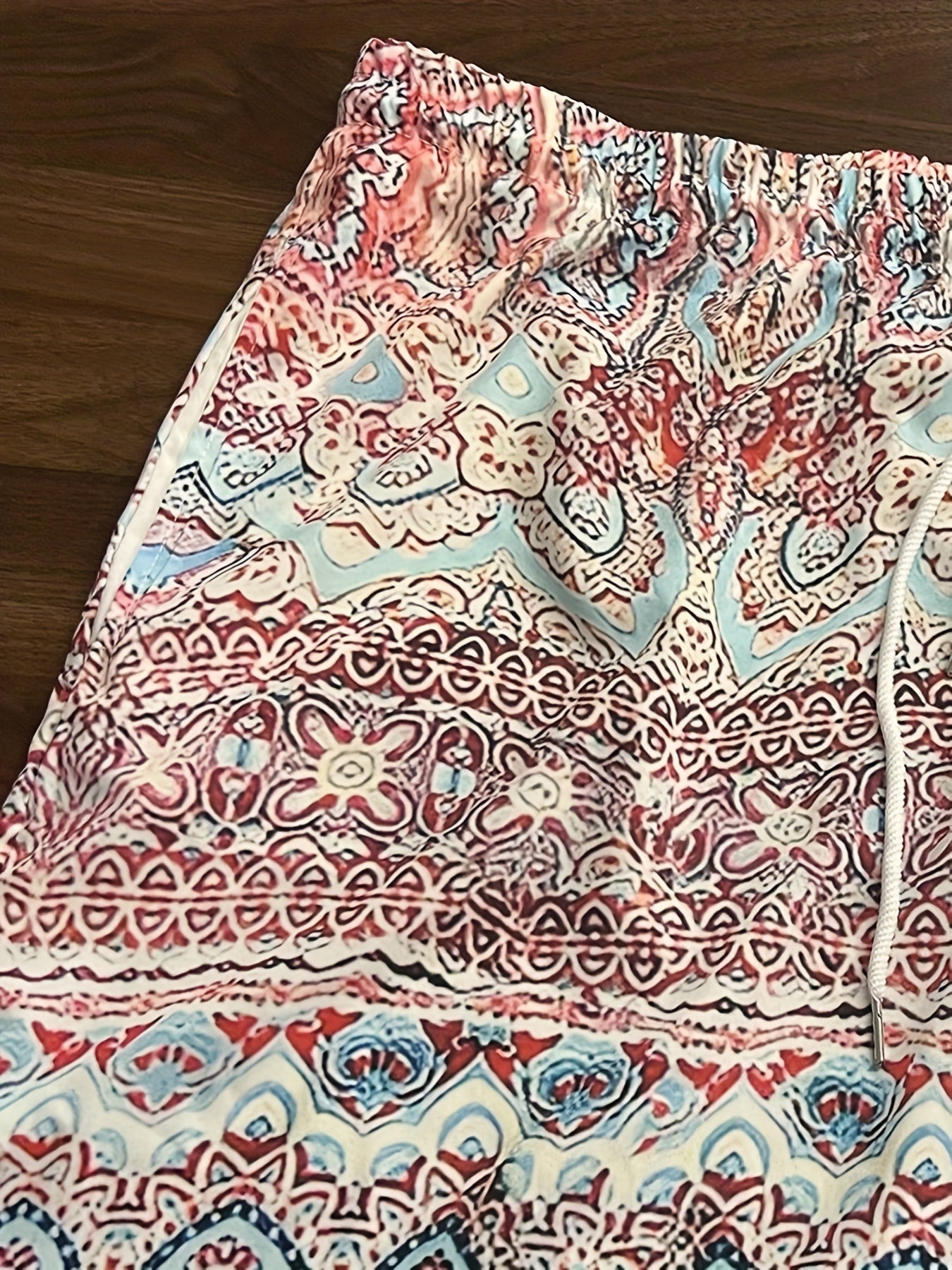 Men's Plus Size Graphic Print Beach Shorts with Elastic Drawstring Waist