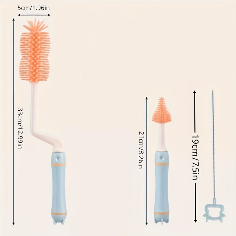 Set of 3 Soft Silicone Food Containers with Cleaning Brush for Feeding and Storage