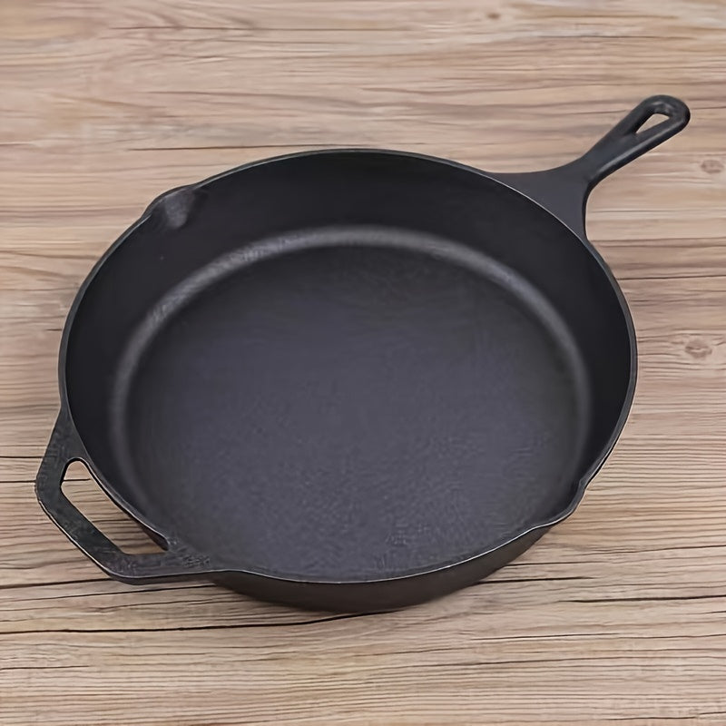 12-Inch Cast Iron Skillet for Frying and Oven Use with Dual Handles