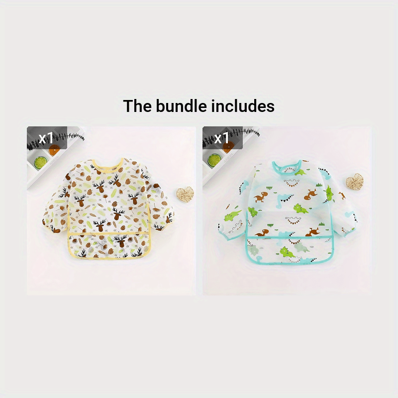 Waterproof Reversible Baby Bibs with Cute Animal and Fruit Designs for Mealtime and Play