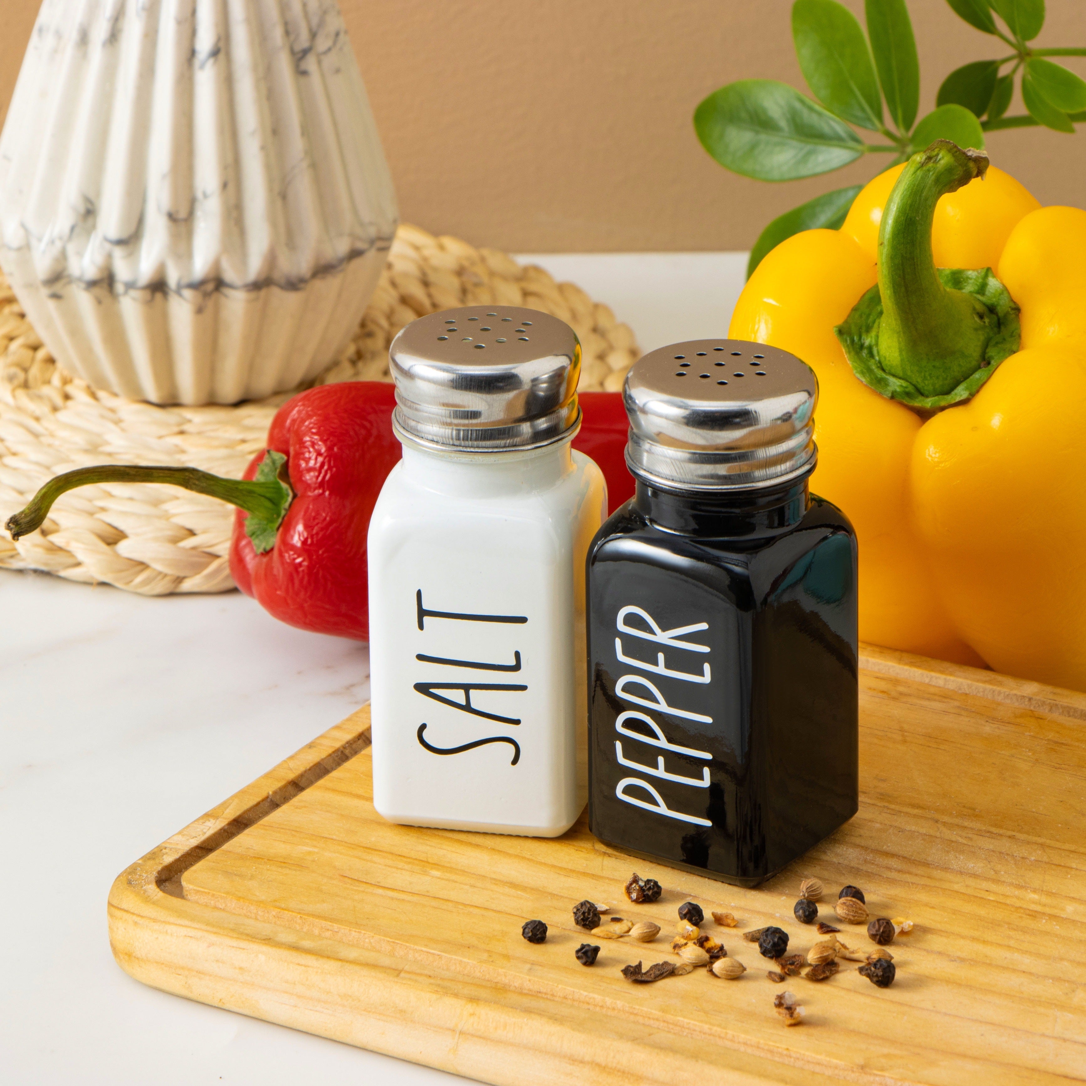 Ceramic Salt and Pepper Shakers Set for Kitchen and Outdoor Use