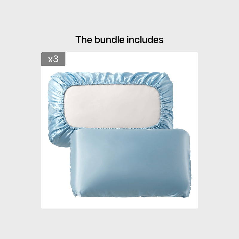 Fundas de almohada de satén transpirable con cordón elástico para un sueño cómodo, juego de dos