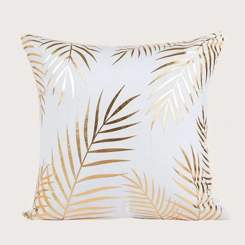 Luxurious Gold Leaf Print Throw Pillow Covers 18x18 Inches for Living Room Bedroom Sofa