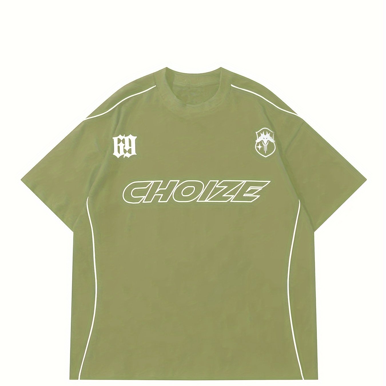 Unisex Y2K Alphabet Print Crew Neck T-Shirt Polyester Elastane Knit Fabric