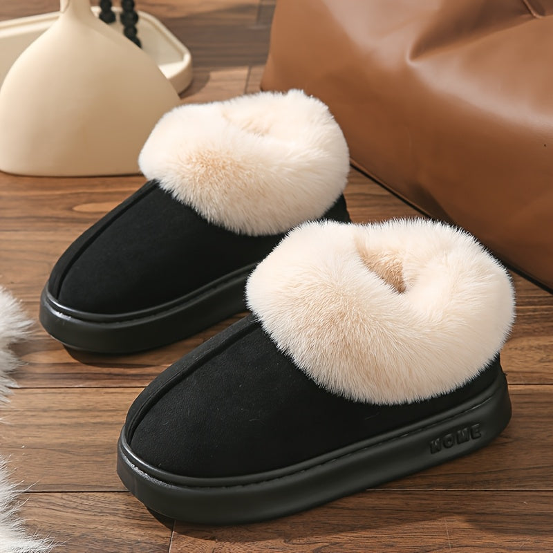 Women's Solid Color Home Shoes Comfortable Non-Slip Warm Indoor Slippers