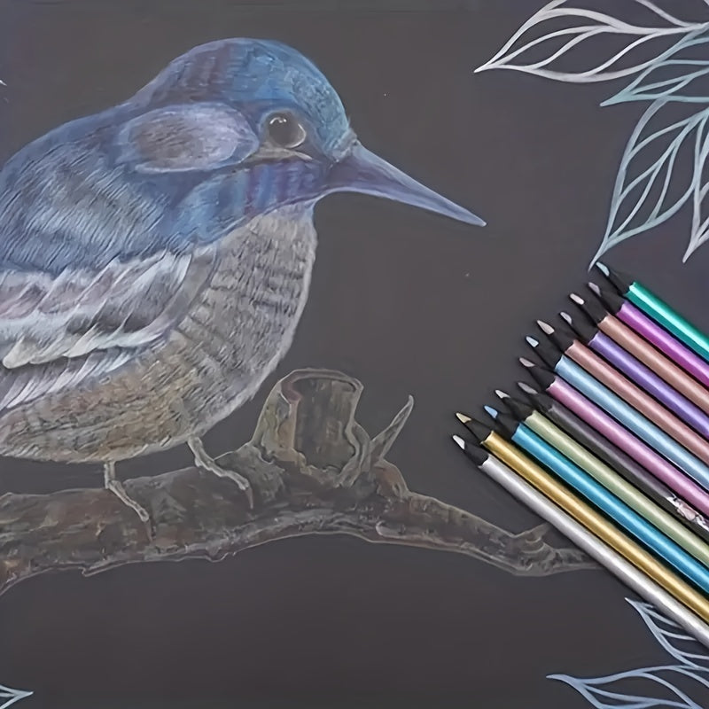 12 lápices de color metálicos para arte, colorear, proyectos creativos DIY