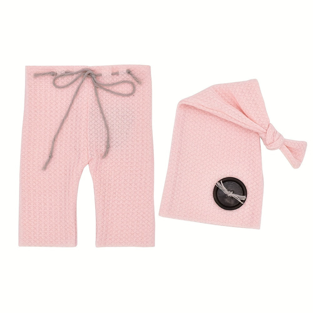 Baby Boy 2-Piece Pants and Cap Set Cotton Photo Outfit