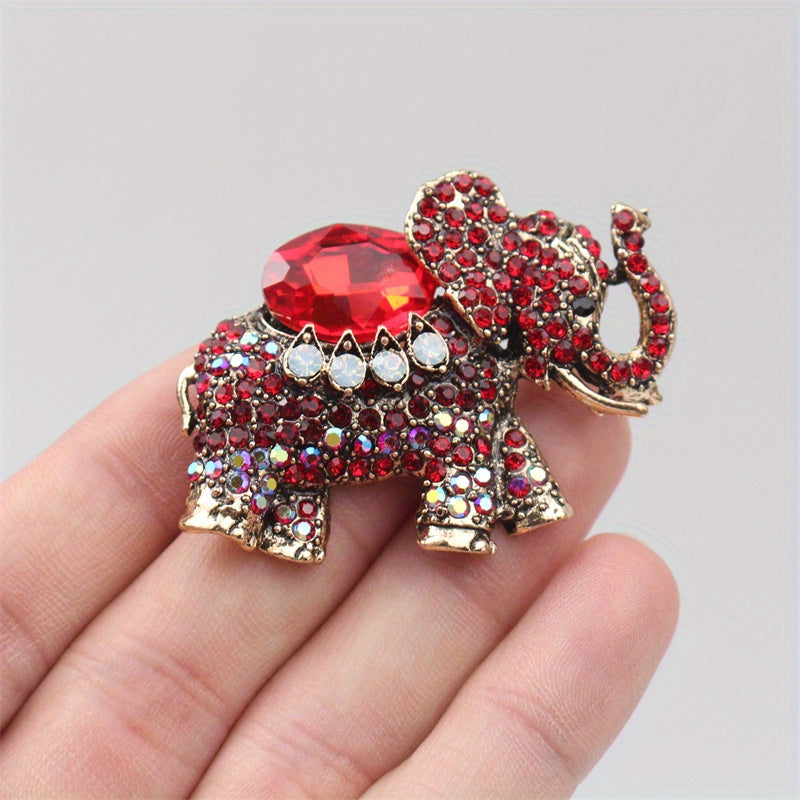 Elephant Brooch Rhinestones Enamel Crystal Jewelry for Women Gift