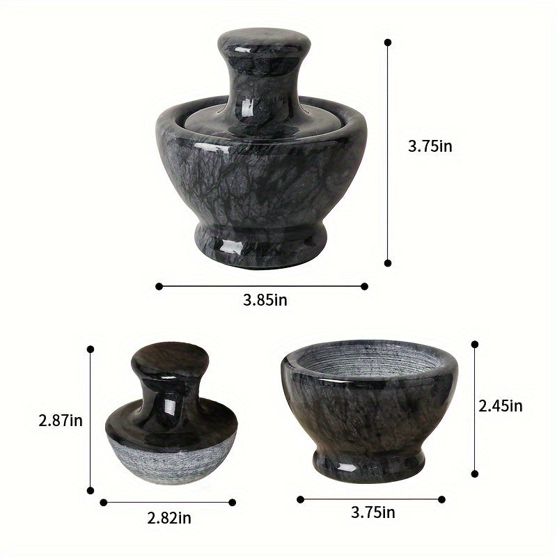 Marble Mortar and Pestle Set 9.65cm Black and White Stone for Spices Pills